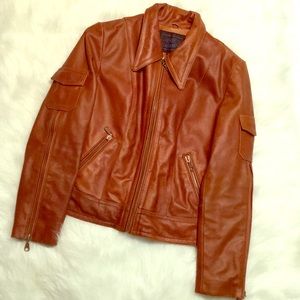Steve Madden genuine leather jacket brown small SM